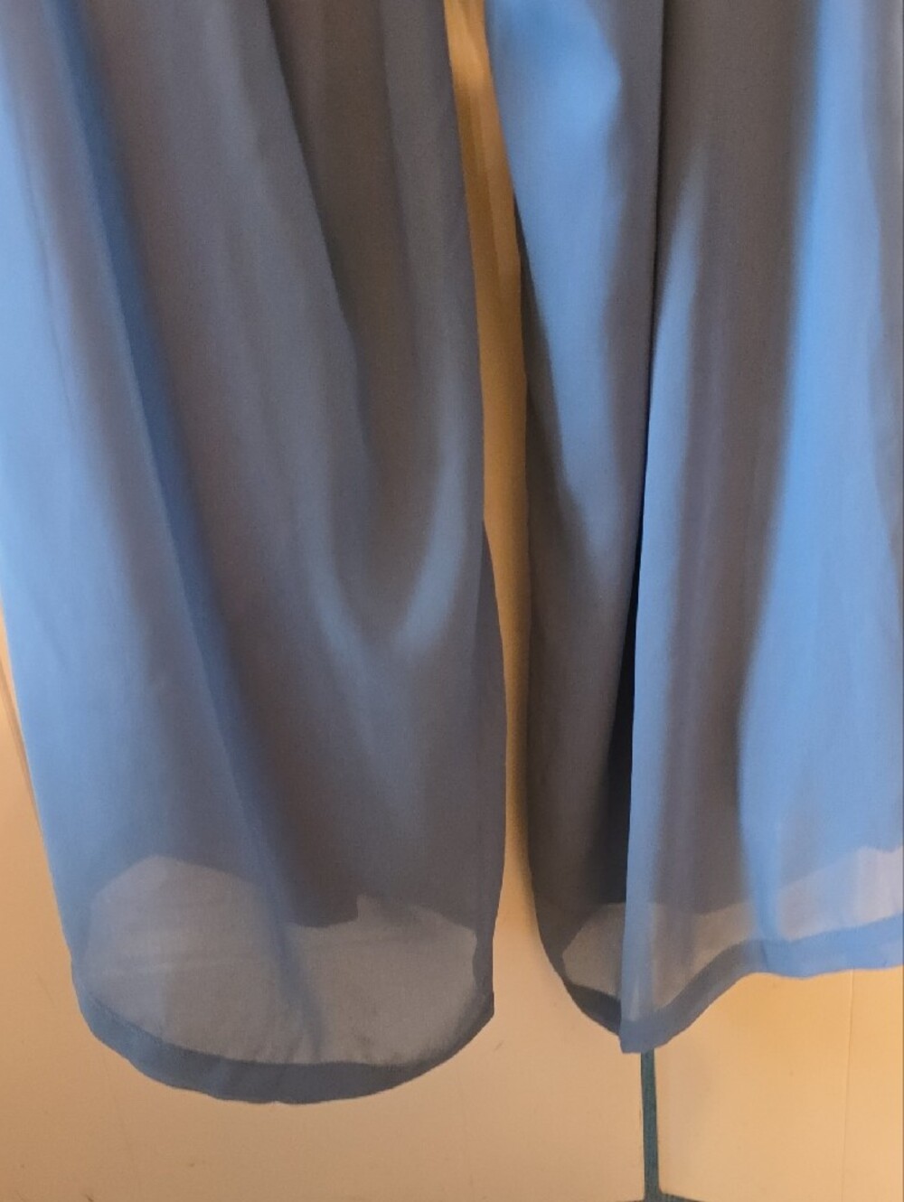 Lulu's Dusty Blue Ruffle-Trim Wide Leg Jumpsuit - Picture 4 of 6